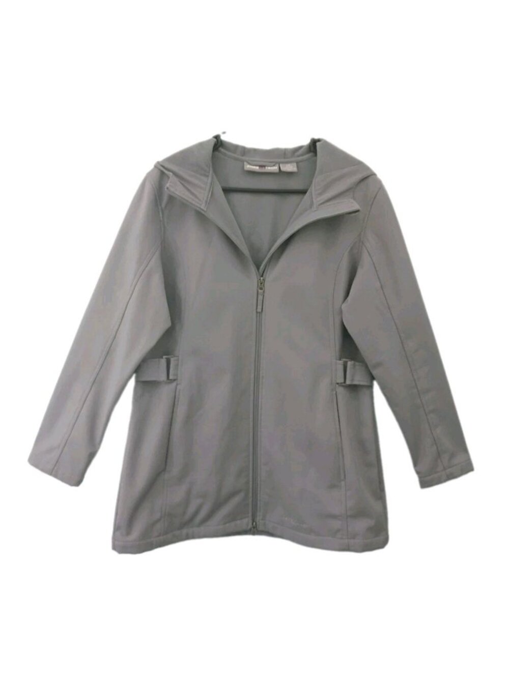 Free Tech Jacket Women's Dual Zip Hooded Soft Shell Pockets Gray - L  (12-14)
